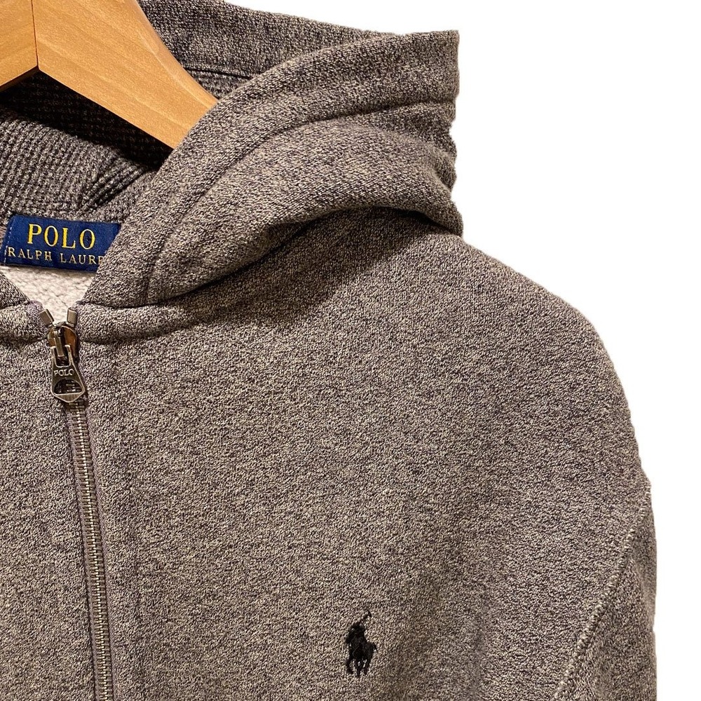Polo Ralph Lauren Mens Full Zip Hoodie Heather Grey Waffle Lined Hood Large